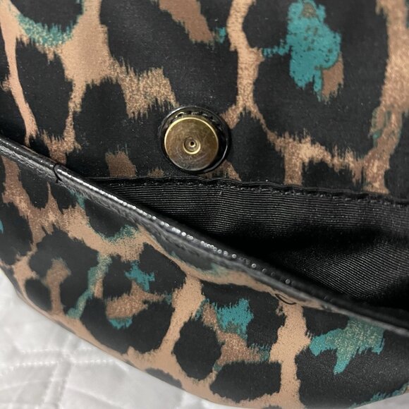 Coach Ocelot Print Tote Teal F25282 Black Teal Brown Shoulder Handbag w Hangtags - Picture 12 of 14